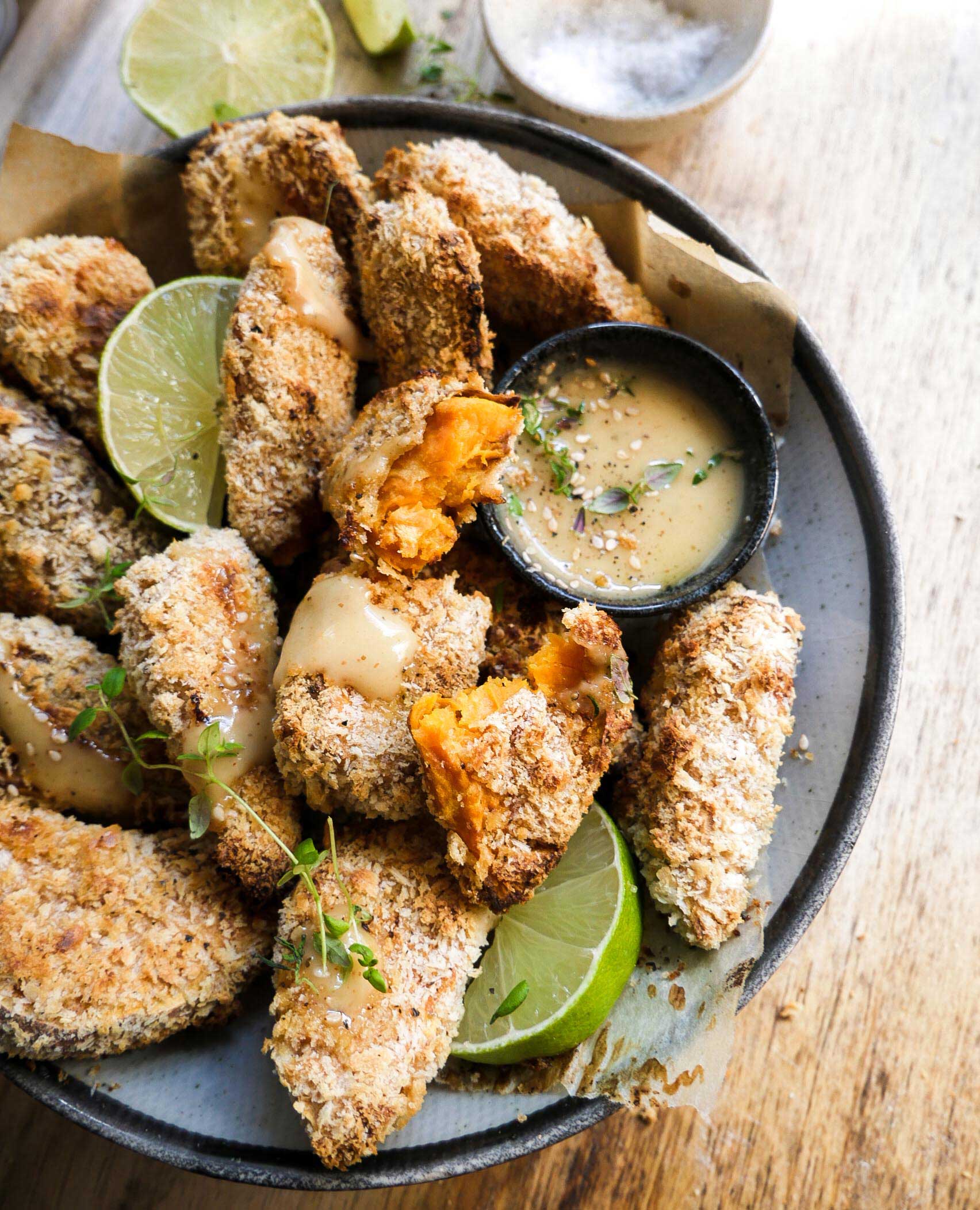 dressing og sprøde nuggets vegansk opskrift