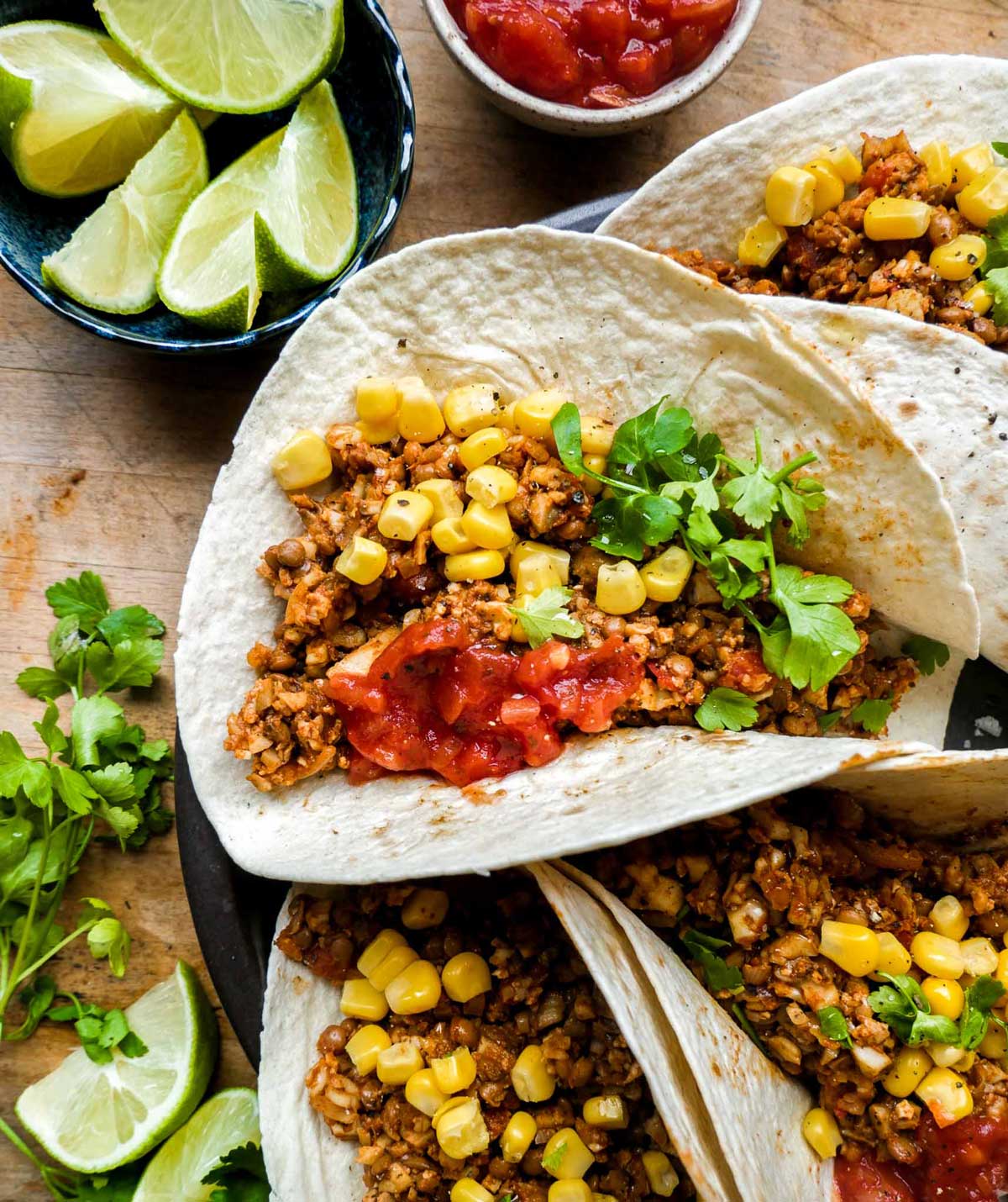 tacos med grøntsager og majs uden kød