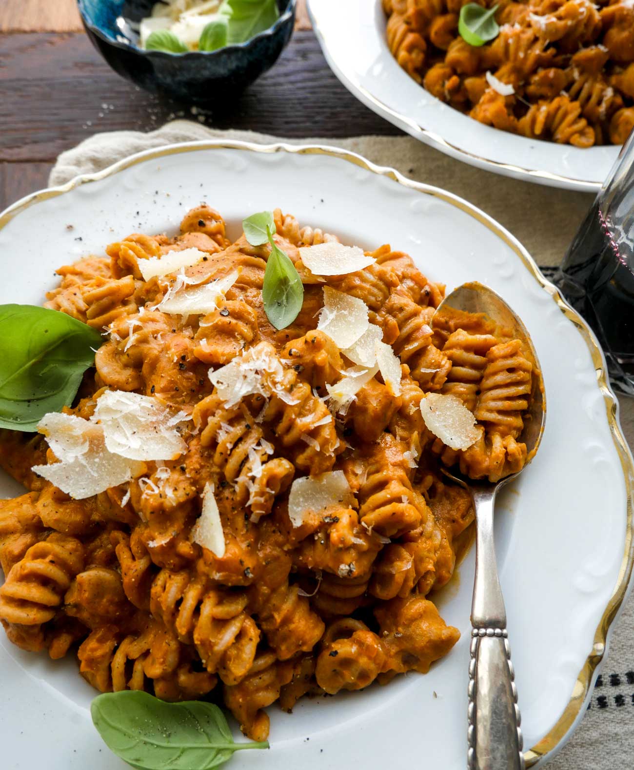 cremet pasta pure med søde kartofler